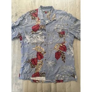 Men's L Floral Hawaiian Button-Up Shirt Multicolor Short Sleeve Casual La Cabana